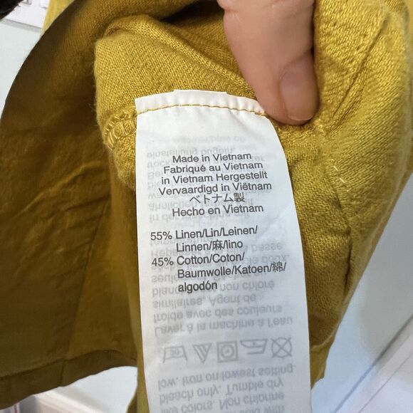 Madewell Womens Button Front Midi Skirt Size 4 Small Linen Blend Mustard Yellow - Picture 7 of 11